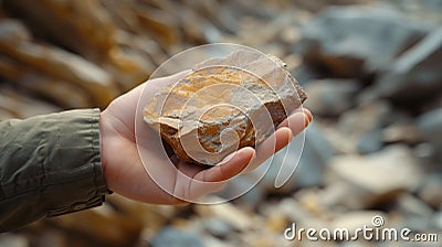 Geologist& x27;s Hand Holding Mineral Sample Stock Photo