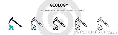 Geology icon in filled, thin line, outline and stroke style. Vector illustration of two colored and black geology vector icons Vector Illustration