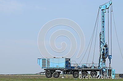 Geology and oil exploration mobile drilling rig vehicle Stock Photo