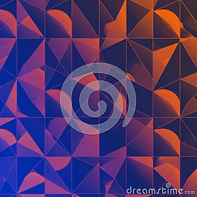Geometric abstract artwork featuring a grid pattern with triangular shapes. The vibrant Stock Photo