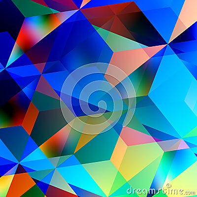 Geometric Abstract Background. Blue Mosaic Pattern. Triangle Design. Color and Art Patterns. Illustration Graphic. Chaotic. Stock Photo