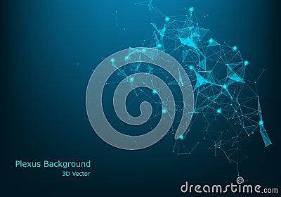 Geometric abstract background with connected line and dots. Big Data Visualization. Global network connection vector. Simple Vector Illustration