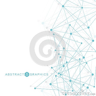 Geometric abstract background with connected line and dots. Structure molecule and communication. Big Data Visualization Vector Illustration