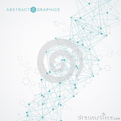 Geometric abstract background with connected line and dots. Structure molecule and communication. Big Data Visualization Vector Illustration