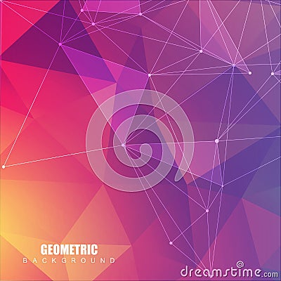 Geometric abstract background with connected line and dots. Structure molecule and communication. Scientific concept for Vector Illustration