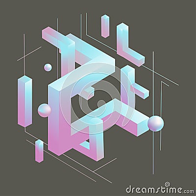 Geometric abstract background with isometric shapes and lines. Trendy isometric design with 3D effect. Vector Illustration