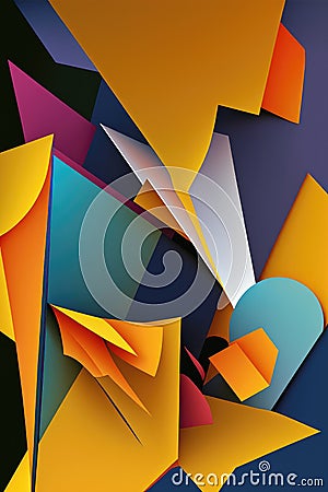 Geometric Abstract Background, using bold colors and shapes. Stock Photo