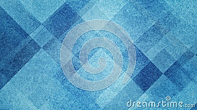 Geometric abstract blue and white background pattern design with diamond and block squares layered with texture Stock Photo