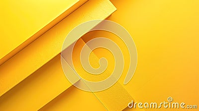 Geometric abstract composition with overlapping yellow panels creating a modern and vibrant design with copy space. Stock Photo