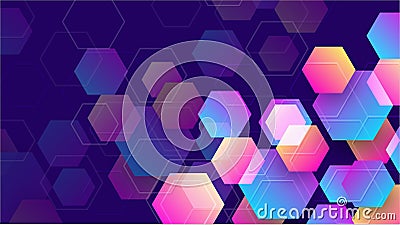 Geometric abstract hexagon background with blue, purple, pink and orange. Eps10 vector background Vector Illustration