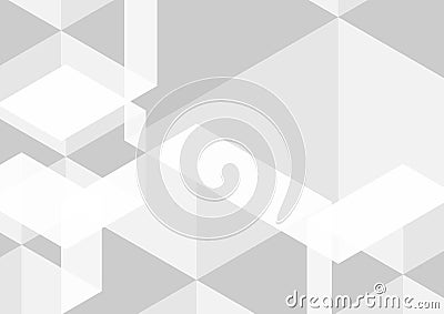 Geometric abstract hexagon perspective background in white and gray.Using for structure molecule, digital futuristic minimalism. Vector Illustration