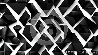 Geometric abstract pattern with black and white 3D cubes creating dynamic shadows and textures Stock Photo