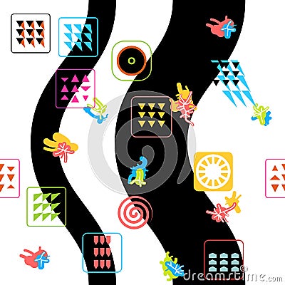 Geometric abstract seamless pattern. Linear motif background Vector Illustration