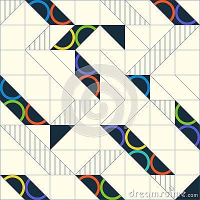 Geometric abstract seamless pattern. Linear motif background Vector Illustration