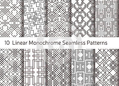 Geometric abstract seamless pattern. Linear motif background Vector Illustration