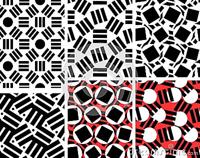 Geometric abstract seamless pattern set. Linear motif background Vector Illustration