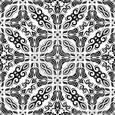 Geometric Abstract Seamless Vector Pattern. Black Vector Illustration