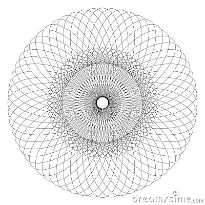 Geometric Abstract Spirograph Patterns Isolated on White Background. Symmetrical shapes suitable as a watermark. Round and spiral Vector Illustration