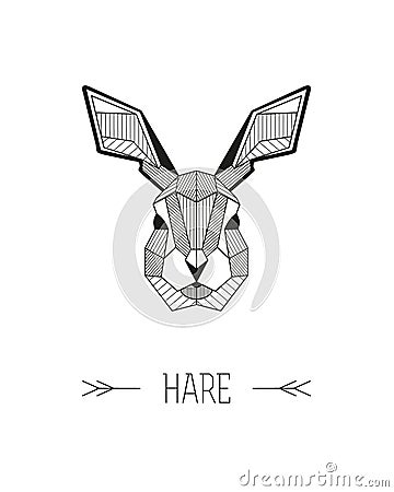 Geometric animal head isolated. Hare. Vector Illustration