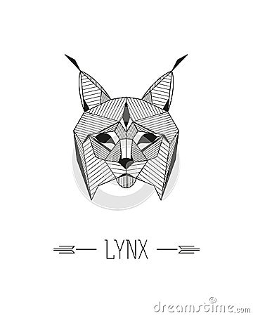 Geometric animal head isolated. Lynx. Vector Illustration