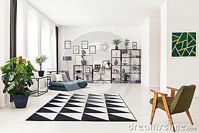 Geometric apartment interior with painting Stock Photo