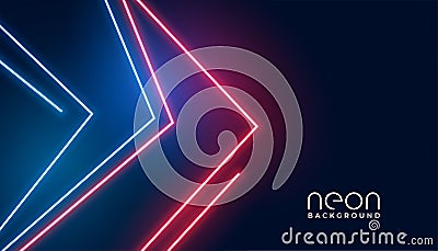 Geometric arrow style neon lights banner design Vector Illustration