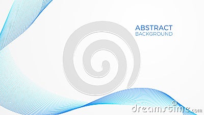 Geometric background with blue waves, modern linear web template, abstract frequency banner Stock Photo