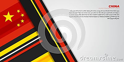 Geometric background design with red, yellow, black and white colors. China Independence Day design Vector Illustration