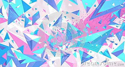 Geometric background illustration with a triangular pattern resembling shattered glass in dynamic, angular fragments Cartoon Illustration