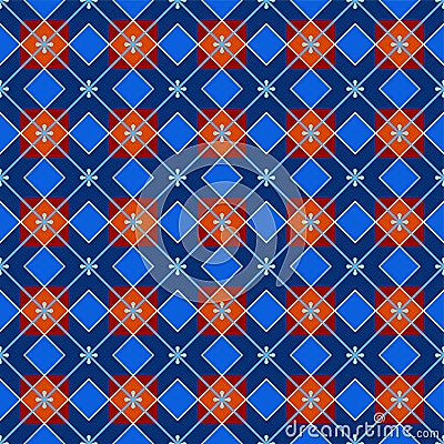 Geometric background made of squares, seamless, blue, dark. Vector Illustration