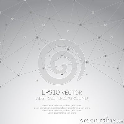 geometric background with a pattern of lines and dots. Spider Web shape. Vector Illustration