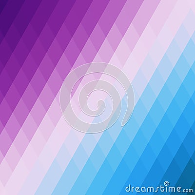 Abstract blue and violet geometric background of triangles. Colorful mosaic of symmetrical shapes. Soft color tones and gra Vector Illustration