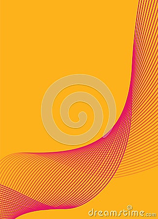 Geometric background with wavy line pattern in bright yellow color Vector Illustration