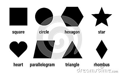 Geometric basic shapes vector isolated element design. Abstract geometric frame. Badges black icon, banners or tags. Vector shapes Stock Photo