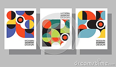 Geometric Bauhaus style design cards or covers Vector Illustration