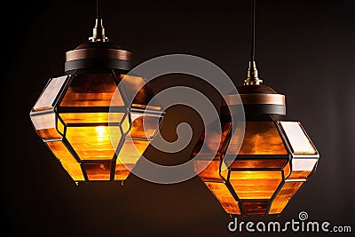geometric beehive hanging lamps Stock Photo