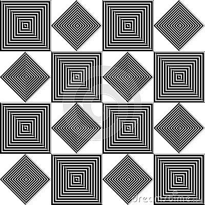 Geometric black and white square repeat. Vector Illustration