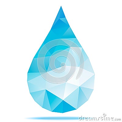 Geometric Blue Drop, Polygonal Design Vector Illustration