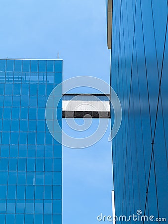 Geometric blue glass facade of IMS on the in sao paulo Stock Photo