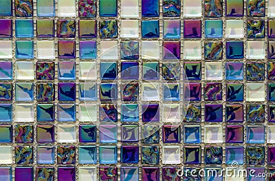 Geometric blue, purple and green mosaic tiles pattern. Wallpaper Stock Photo