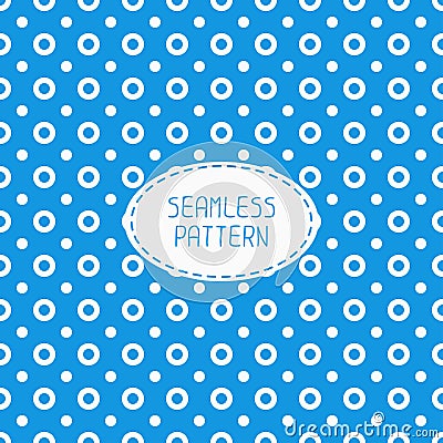 Geometric blue seamless polka dot pattern with Vector Illustration