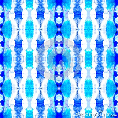 Geometric Boho. Blue Seamless Batik. Indigo Stock Photo