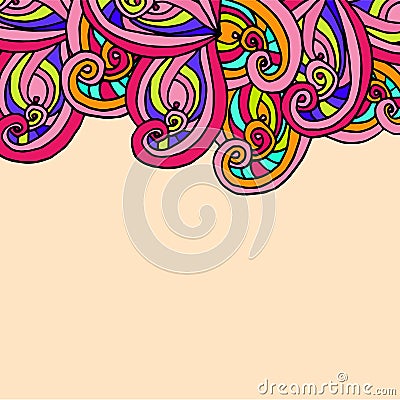 Geometric border on a pink background drawing Vector Illustration