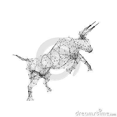 Geometric bull isolated on white background Stock Photo