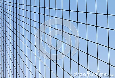 Geometric Cable Pattern of the Brooklyn Bridge Stock Photo