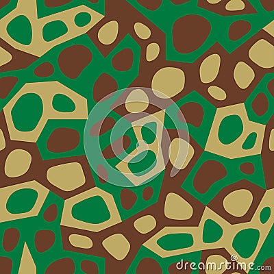 Geometric camouflage. Modern urban camo print for fabric. Green camo pattern, abstract geometric background. Seamless mosaic textu Vector Illustration