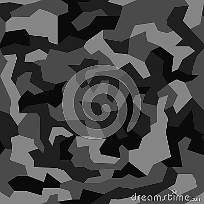 Geometric camouflage seamless pattern. Abstract modern camo, black and white modern military texture background. Vector Illustration