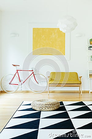Geometric carpet in living room Stock Photo