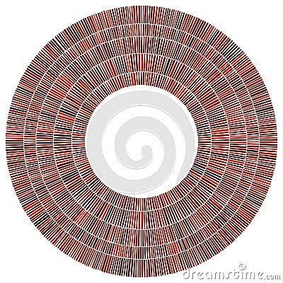 Geometric circle element. Circular red stonework, masonry stone, rock circles. Abstract top view well Vector Illustration