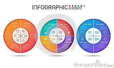 Geometric circle shape infographic elements with steps,options,processes or workflow.Business data visualization. Vector Illustration